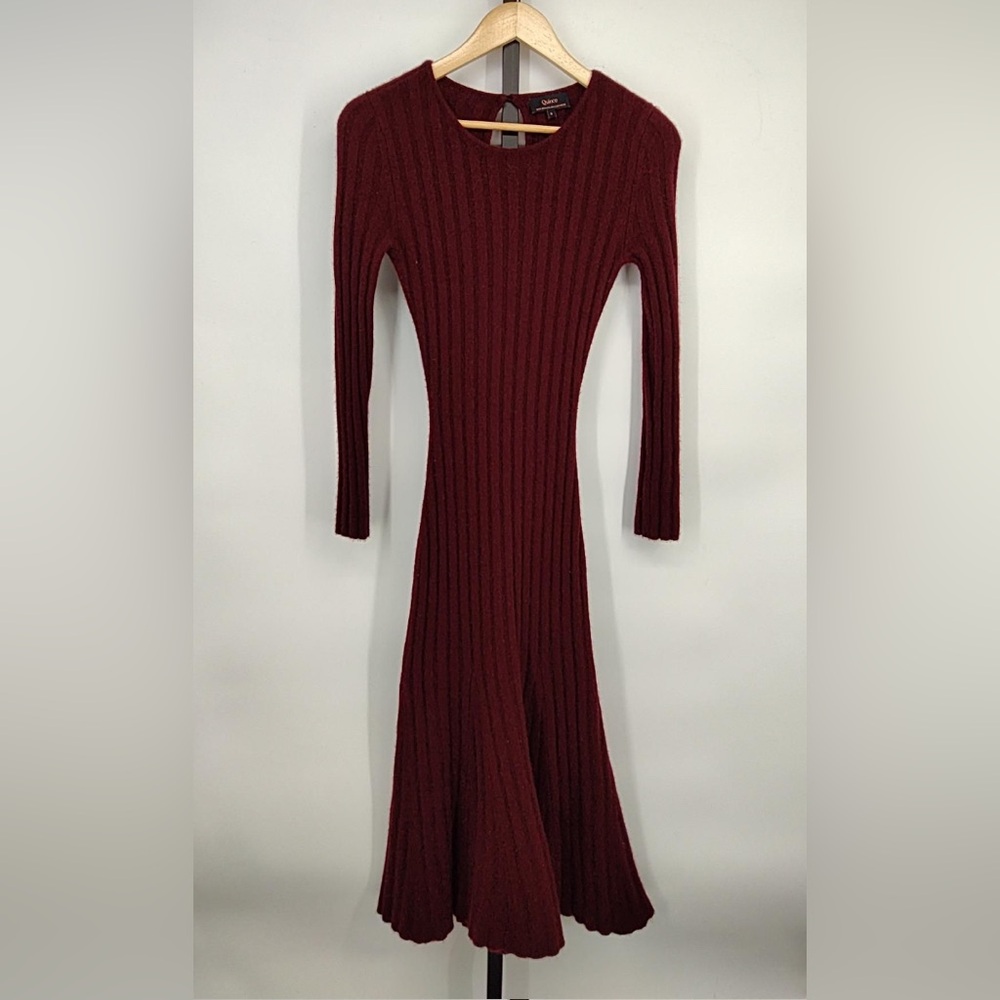 Mongolian Cashmere Wide-Rib Midi Dress S Rich Burgundy $149.90